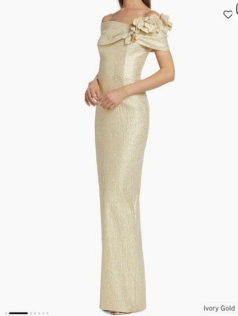 Teri Jon Textured Cream Strapless Dress